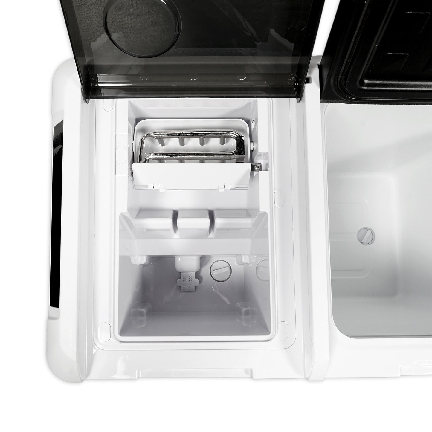 ثلاجة منزلية وسيارة CRONY IC36 بسعة 36 لتر مع ماكينة ثلج، فتاحة زجاجات، حامل أكواب، وحماية بطارية السيارة