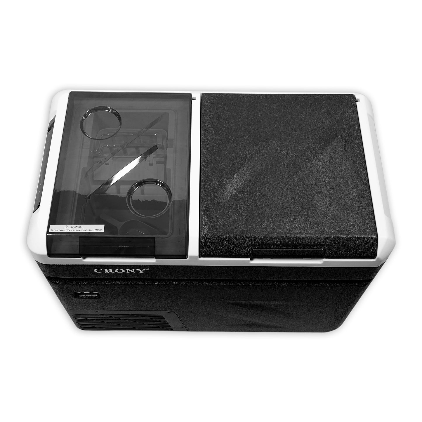 ثلاجة منزلية وسيارة CRONY IC36 بسعة 36 لتر مع ماكينة ثلج، فتاحة زجاجات، حامل أكواب، وحماية بطارية السيارة