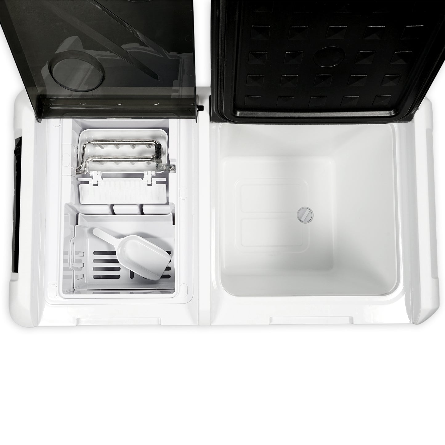 ثلاجة منزلية وسيارة CRONY IC36 بسعة 36 لتر مع ماكينة ثلج، فتاحة زجاجات، حامل أكواب، وحماية بطارية السيارة