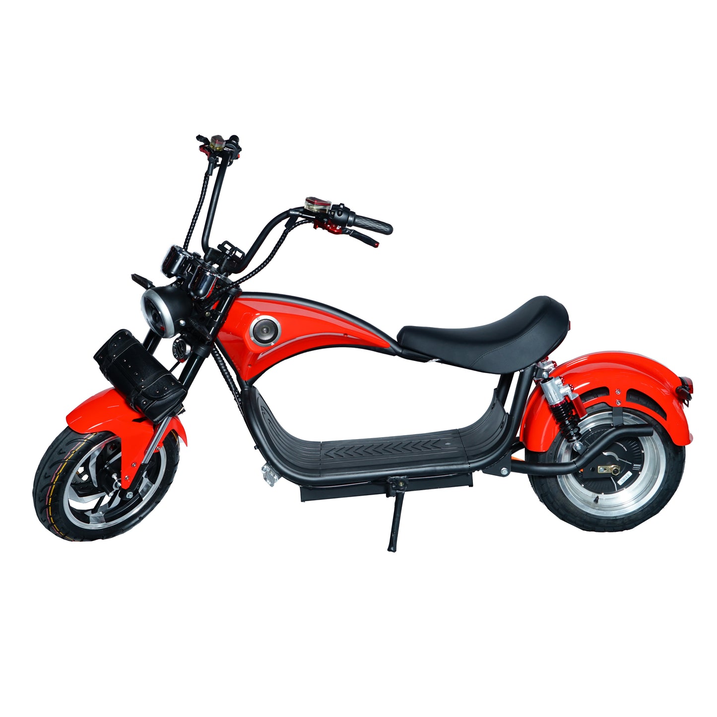 كروني نيو X1 سيارة هارلي إلكتروموبيل مع مكبر صوت BT سيارة إلكتروموبيل سكوتر كهربائي سيتيكوكو عجلة سميكة أحمر