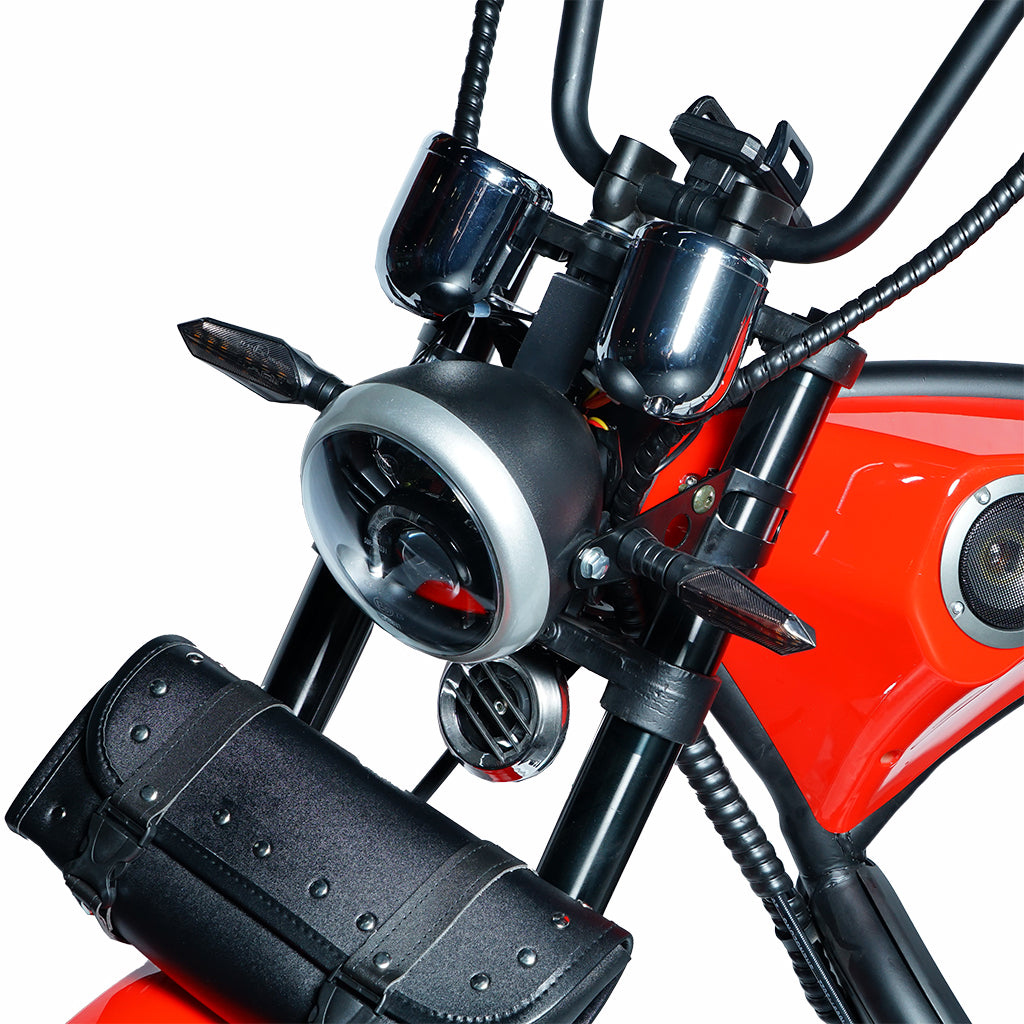 كروني نيو X1 سيارة هارلي إلكتروموبيل مع مكبر صوت BT سيارة إلكتروموبيل سكوتر كهربائي سيتيكوكو عجلة سميكة أحمر