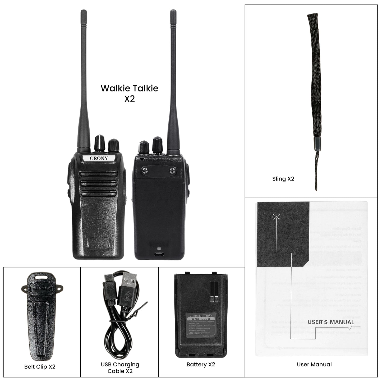 Crony 5W CY-810 TYPE-C Professional Walkie Talkies 2-7 KM Portable Handheld Civilian Two Way Radio Black( SINGLE UNIT)
