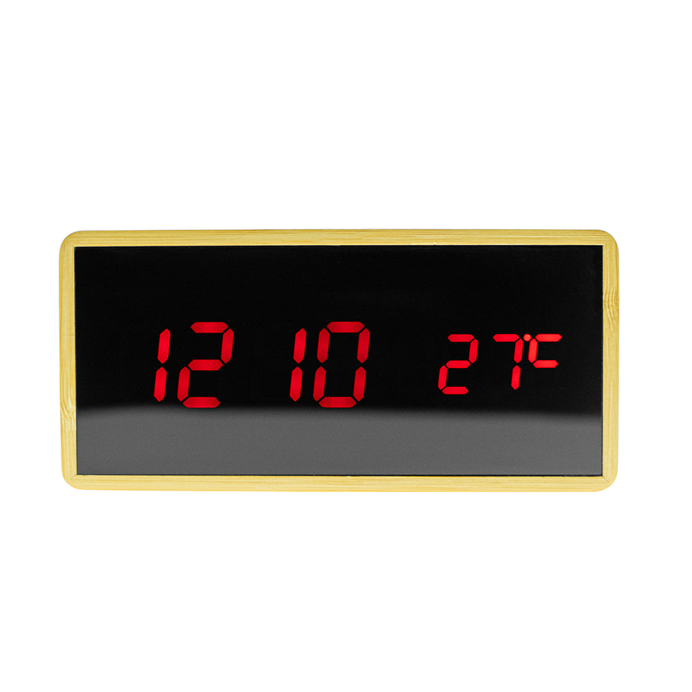 CRONY NEW1299  Clock with red light Digital LED   BT Alarm Clock With  Wireless Charging Wooden Clock
