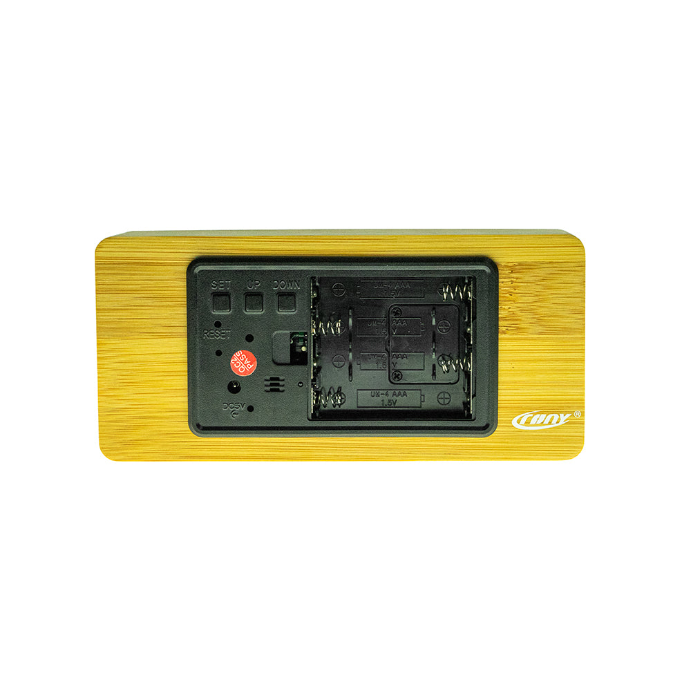 CRONY NEW1299  Clock with red light Digital LED   BT Alarm Clock With  Wireless Charging Wooden Clock