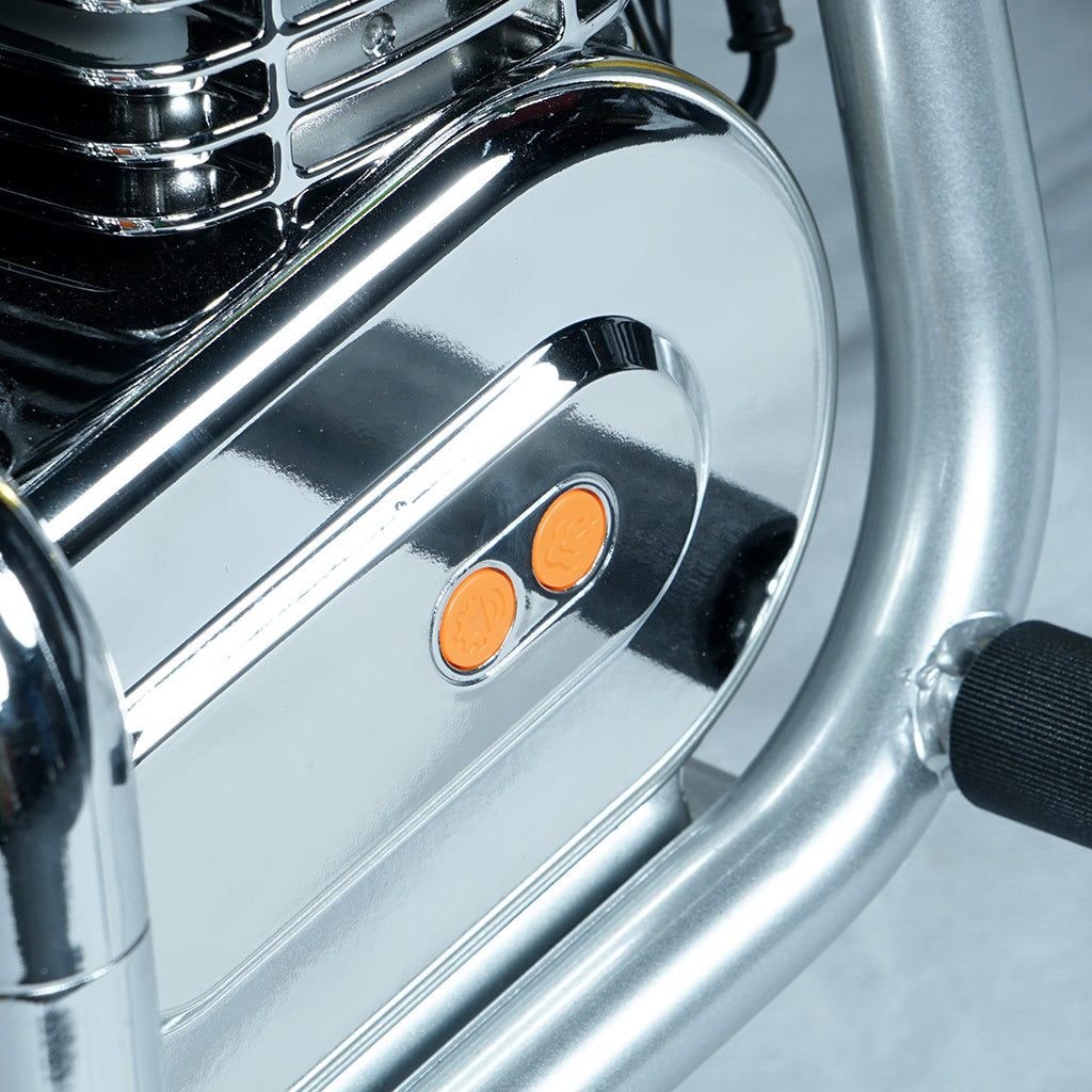 دراجة نارية كهربائية للأطفال CRONY EL-MB03C بطبقة فضية هارلي مع تطبيق بلوتوث وأصوات محرك ودخان مزيف وضوء LED