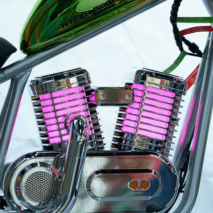 دراجة نارية كهربائية للأطفال CRONY EL-MB03C بطبقة فضية هارلي مع تطبيق بلوتوث وأصوات محرك ودخان مزيف وضوء LED