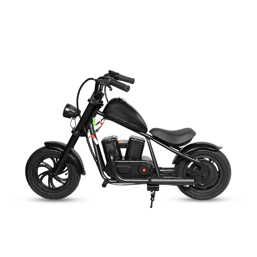 كروني EL-MB03P للأطفال هارلي طلاء أسود مع تطبيق صوت بلوتوث ودخان مزيف ضوء LED