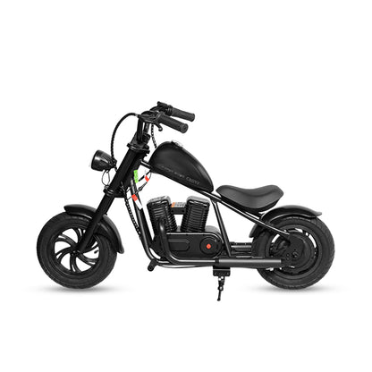 كروني EL-MB03P للأطفال هارلي طلاء أسود مع تطبيق صوت بلوتوث ودخان مزيف ضوء LED