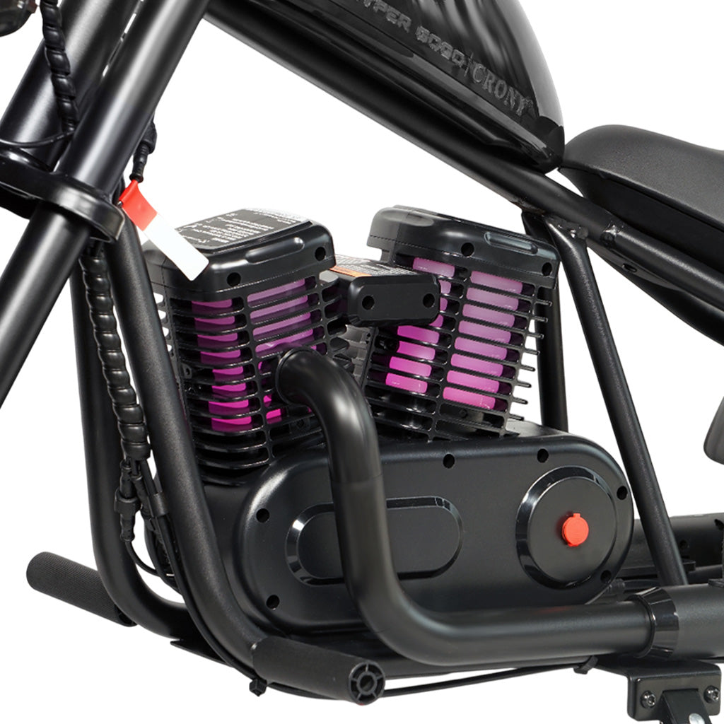 كروني EL-MB03P للأطفال هارلي طلاء أسود مع تطبيق صوت بلوتوث ودخان مزيف ضوء LED