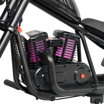 كروني EL-MB03P للأطفال هارلي طلاء أسود مع تطبيق صوت بلوتوث ودخان مزيف ضوء LED