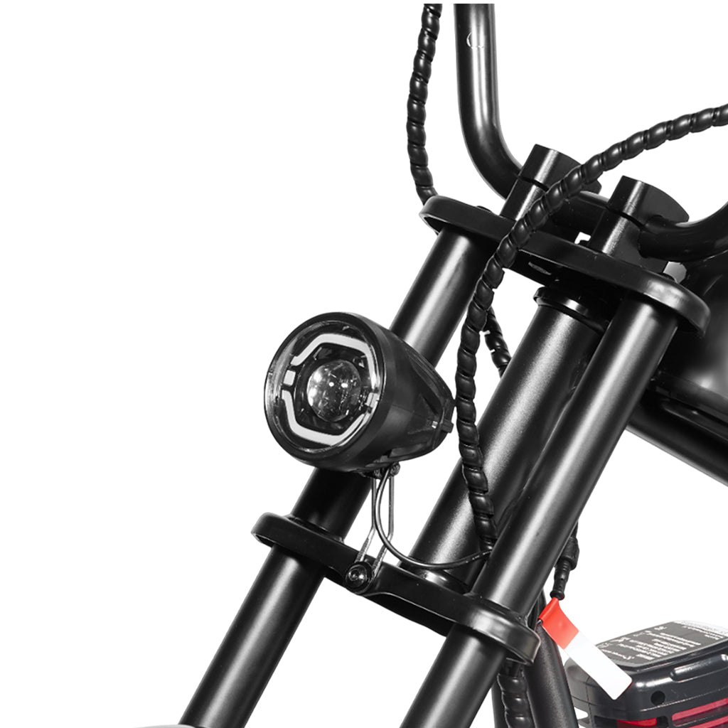 كروني EL-MB03P للأطفال هارلي طلاء أسود مع تطبيق صوت بلوتوث ودخان مزيف ضوء LED