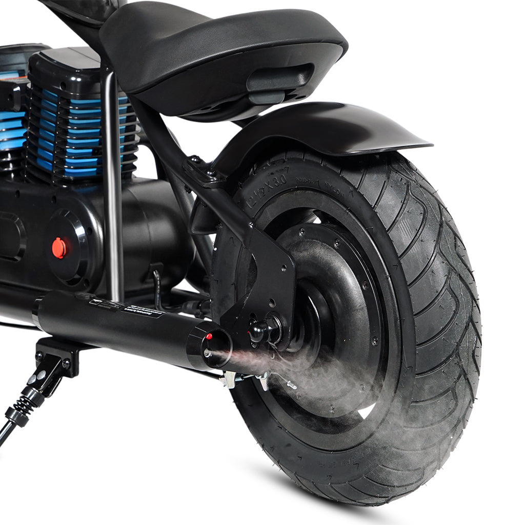 كروني EL-MB03P للأطفال هارلي طلاء أسود مع تطبيق صوت بلوتوث ودخان مزيف ضوء LED