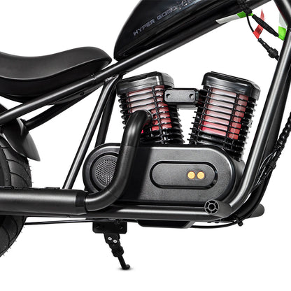 كروني EL-MB03P للأطفال هارلي طلاء أسود مع تطبيق صوت بلوتوث ودخان مزيف ضوء LED