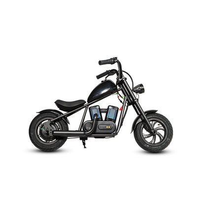 كروني EL-MB03P للأطفال هارلي طلاء أسود مع تطبيق صوت بلوتوث ودخان مزيف ضوء LED