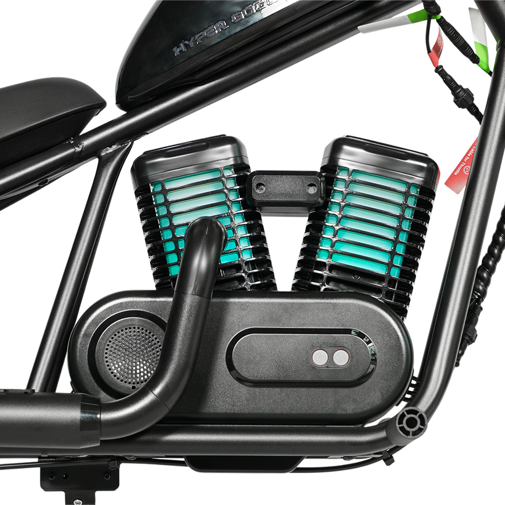 كروني EL-MB03P للأطفال هارلي طلاء أسود مع تطبيق صوت بلوتوث ودخان مزيف ضوء LED