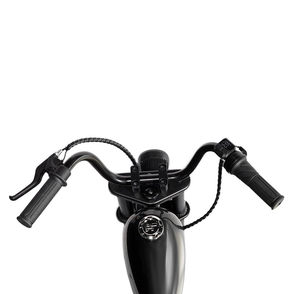 كروني EL-MB03P للأطفال هارلي طلاء أسود مع تطبيق صوت بلوتوث ودخان مزيف ضوء LED