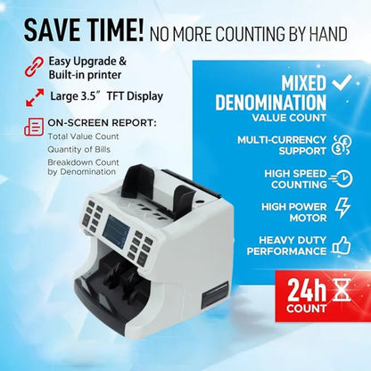 عداد فواتير ذكي عالي السرعة CRONY H-8700 بسرعة 1200 ورقة/دقيقة مع طابعة حرارية مدمجة وشاشة TFT ومتحقق من الأوراق النقدية