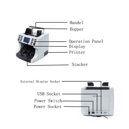 عداد فواتير ذكي عالي السرعة CRONY H-8700 بسرعة 1200 ورقة/دقيقة مع طابعة حرارية مدمجة وشاشة TFT ومتحقق من الأوراق النقدية