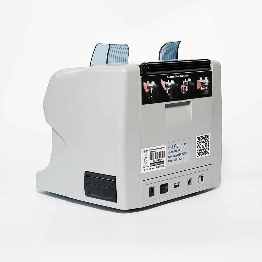 عداد فواتير ذكي عالي السرعة CRONY H-8700 بسرعة 1200 ورقة/دقيقة مع طابعة حرارية مدمجة وشاشة TFT ومتحقق من الأوراق النقدية