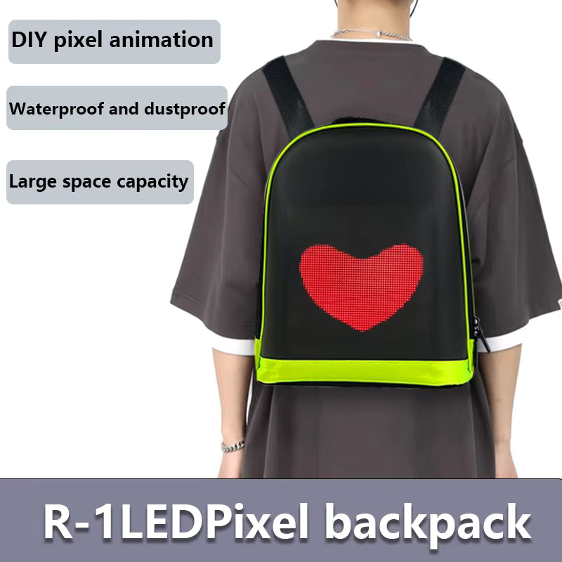 CRONY LED display backpack R1 motorcycle backpack with customizable programmable smart light-up digital display