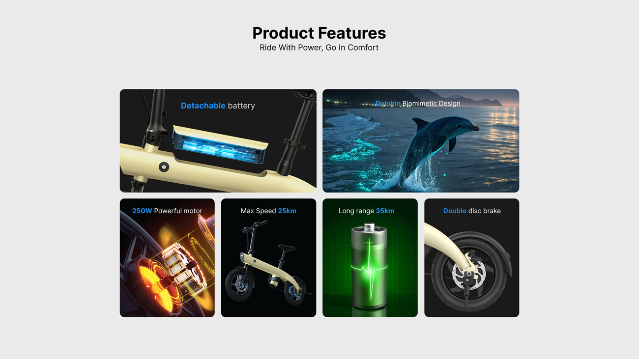 سكوتر كهربائي CRONY H2 250 واط دراجة كهربائية للبالغين للانتقال اليومي