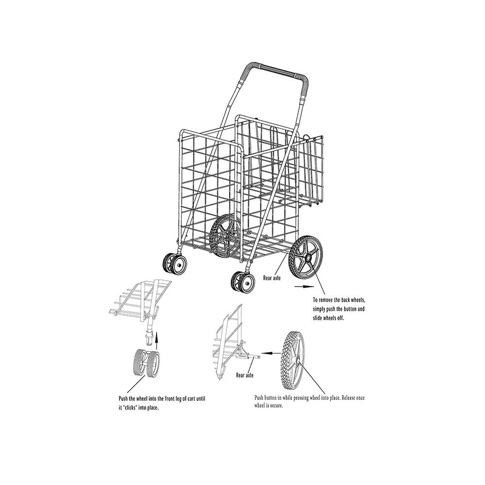 عربة تسوق كبيرة بسلتين مزدوجتين CRONY قابلة للطي بعجلات، عربة أمتعة مدمجة محمولة، عربة تسوق معدنية قابلة للطي للسوبرماركت