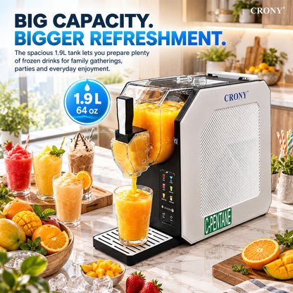 CRONY HBS-1901 Slushie Machine, 1.9L / 64 oz Capacity, 250W Commercial Frozen Drink Maker, AC 220–240V, Compact Slush Maker for Home, Restaurant, Café & Events