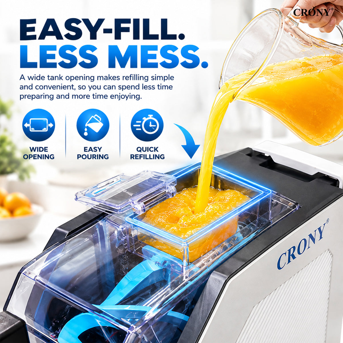 CRONY HBS-1901 Slushie Machine, 1.9L / 64 oz Capacity, 250W Commercial Frozen Drink Maker, AC 220–240V, Compact Slush Maker for Home, Restaurant, Café & Events