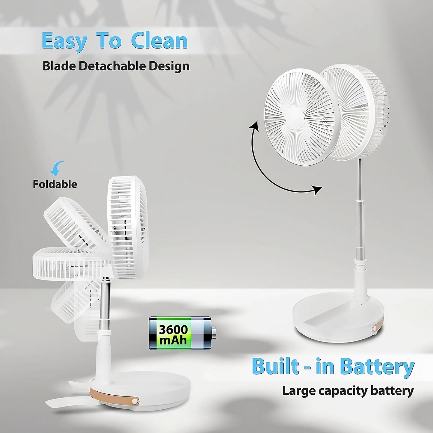 KY-19107 مروحة مكتبية تلسكوبية صغيرة قابلة للتمديد، مدمجة، قابلة للطي، وطاولة سطح مكتب