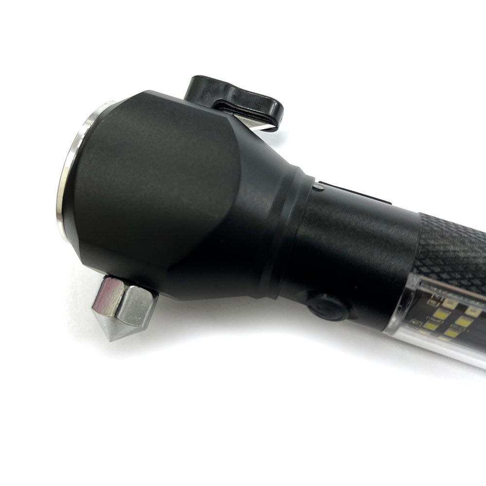 مصباح يدوي تكتيكي يعمل بالطاقة الشمسية H04-T01 متعدد الوظائف في الهواء الطلق لمصباح سيارة LED، مصباح يدوي فائق السطوع، مع مطرقة أمان