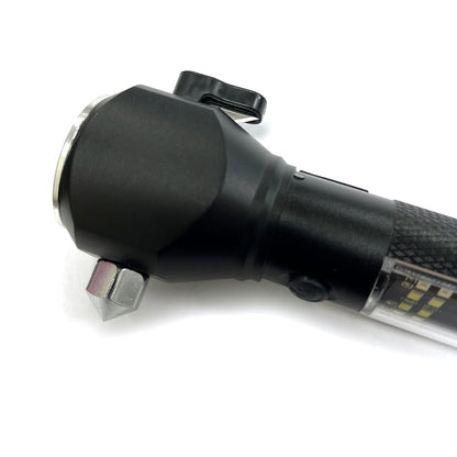 مصباح يدوي تكتيكي يعمل بالطاقة الشمسية H04-T01 متعدد الوظائف في الهواء الطلق لمصباح سيارة LED، مصباح يدوي فائق السطوع، مع مطرقة أمان