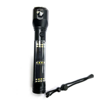 مصباح يدوي تكتيكي يعمل بالطاقة الشمسية H04-T01 متعدد الوظائف في الهواء الطلق لمصباح سيارة LED، مصباح يدوي فائق السطوع، مع مطرقة أمان