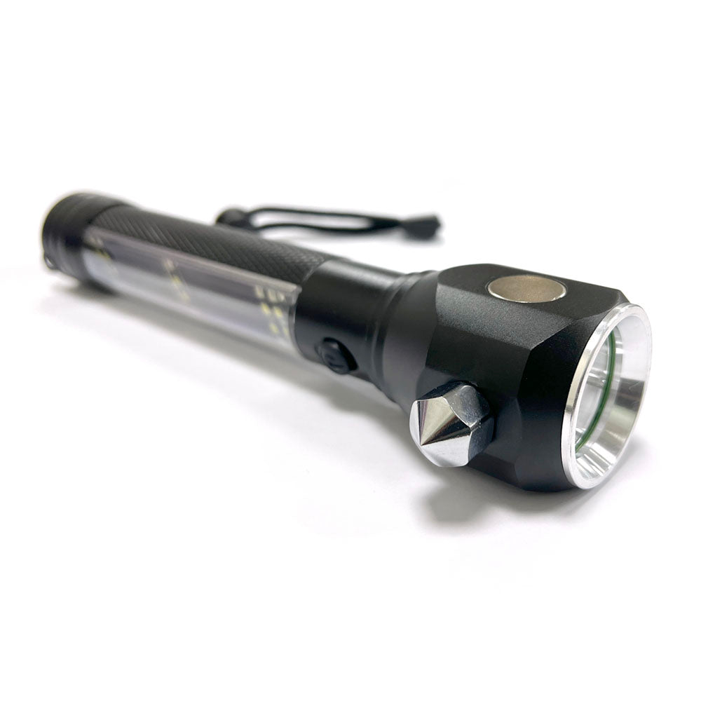 مصباح يدوي تكتيكي يعمل بالطاقة الشمسية H04-T01 متعدد الوظائف في الهواء الطلق لمصباح سيارة LED، مصباح يدوي فائق السطوع، مع مطرقة أمان