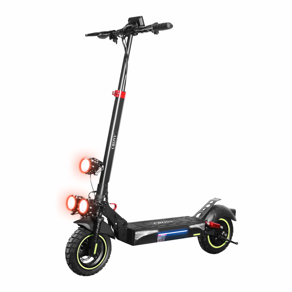 سكوتر كهربائي CRONY T4 بشاشة كبيرة وسرعة عالية مع مصابيح LED ثلاثية التصميم قابل للطي
