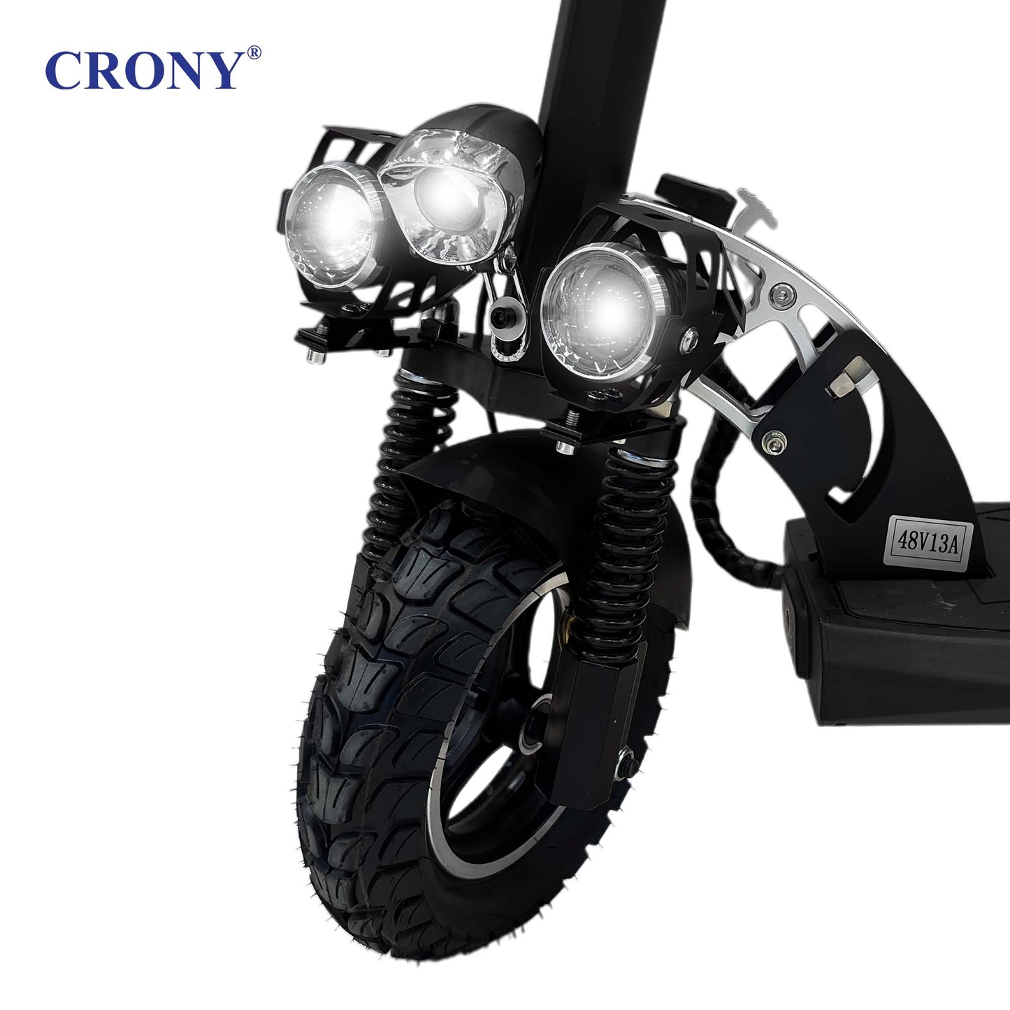 CRONY V10 Big Display+Seat Electric Scooter 1200W Motor 48V/14AH Battery 25-35KM Range Disc Brakes Front/Rear Suspension