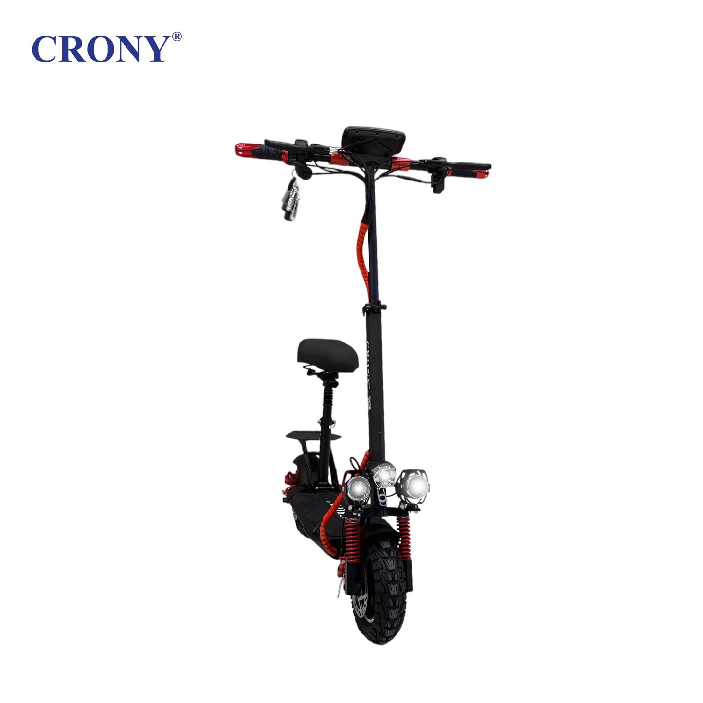 CRONY V10 Big Display+Seat Electric Scooter 1200W Motor 48V/14AH Battery 25-35KM Range Disc Brakes Front/Rear Suspension
