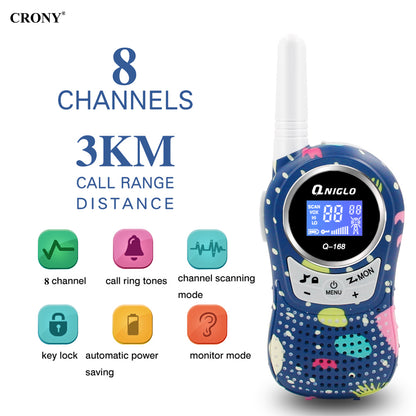 Crony The Q168 Plus Walkie Talkie is a compact and reliable communication device designed for clear and stable performance in daily use. Operating on UHF 400–470MHz, it provides a communication range of 1–3 KM,