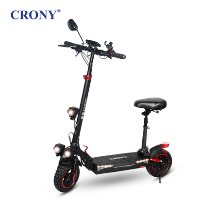 سكوتر كهربائي CRONY T4 بشاشة كبيرة وسرعة عالية مع مصابيح LED ثلاثية التصميم قابل للطي