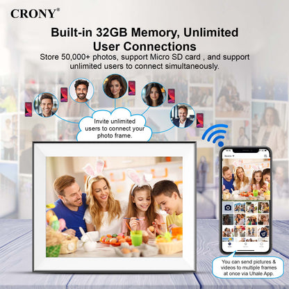 CRONY  JT16.2M-102 16.2 Inch WIFI Digital Photo Frame Android WiFi Cloud Digital Photo Frame – 32GB Touch Screen Display (JT162M-I02)