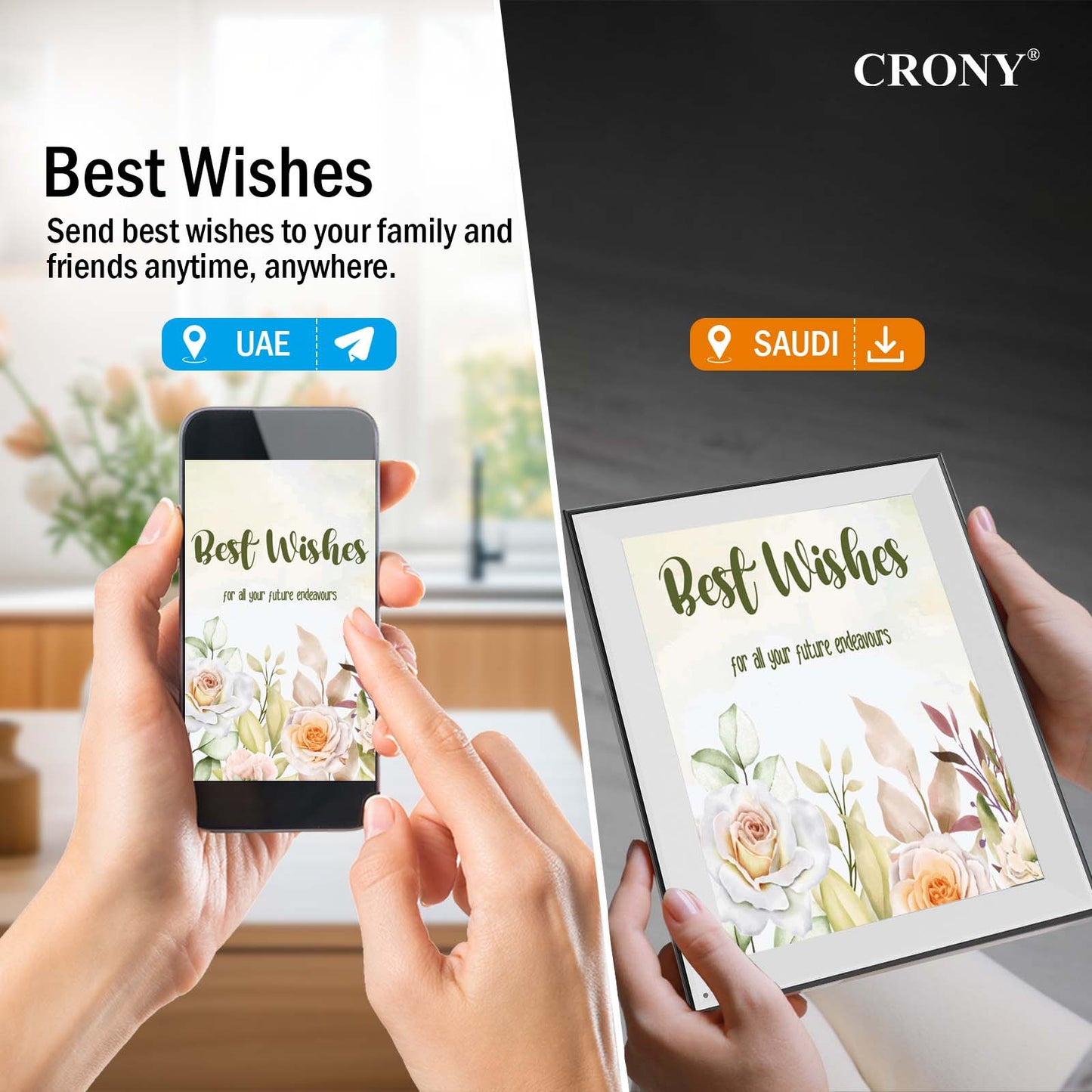 CRONY  JT16.2M-102 16.2 Inch WIFI Digital Photo Frame Android WiFi Cloud Digital Photo Frame – 32GB Touch Screen Display (JT162M-I02)