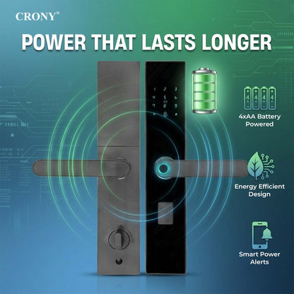 CRONY MJ-18 Smart Door Lock 5-in-1 Built-in Wifi Fingerprint Keyless Entry Weather-Resistant Child Safety Lock for Home Rental Office and Hotel TUYA App Control (black)