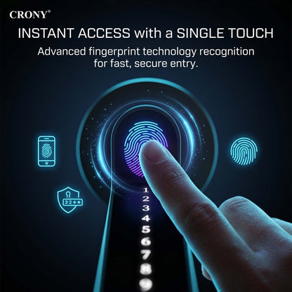 CRONY MJ-S4-DD Smart Door Lock 5-in-1 Fingerprint Keyless Entry Door Locks with App and Keypad Electronic Biometric Handle Child Safety Lock Suitable for for Home Rental Office and Hotel TUYA Black