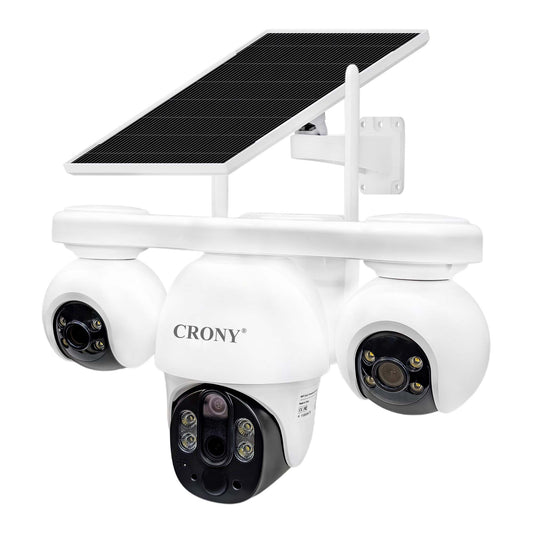 CRONY P19DL 4MP Solar Security Camera, WiFi PTZ Outdoor Camera with 8000mAh Battery, 10X Optical Zoom, 355° Pan 90° Tilt, AI Human Tracking, Motion Detection, Two-Way Audio, IR Night Vision, IP65 Waterproof, V380 Pro App, SD Card Storage