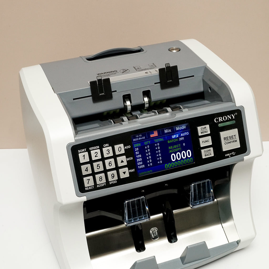 عداد فواتير ذكي عالي السرعة CRONY S200 مزود بطابعة حرارية مدمجة وشاشة لمس للتحقق من الأوراق النقدية