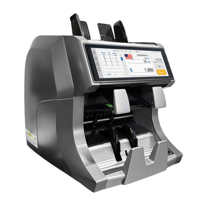 جهاز فرز النقود CRONY SH-209Q متعدد القيم مع طابعة مدمجة بسرعة 1500 ورقة في الدقيقة، كشف بالأشعة فوق البنفسجية والمغناطيسية والحرارية والأشعة تحت الحمراء، شاشة عرض TFT بحجم 7.84 بوصة