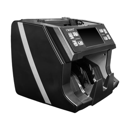 عداد النقود CRONY SH-23D بشاشة لمس TFT بحجم 4.3 بوصة مع كشف الأشعة فوق البنفسجية والمغناطيسية والمطيافية تحت الحمراء، منفذ USB من نوع C، منفذ شبكة، دعم الطابعة، وتخصيص العملات
