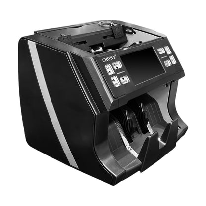 عداد النقود CRONY SH-23D بشاشة لمس TFT بحجم 4.3 بوصة مع كشف الأشعة فوق البنفسجية والمغناطيسية والمطيافية تحت الحمراء، منفذ USB من نوع C، منفذ شبكة، دعم الطابعة، وتخصيص العملات