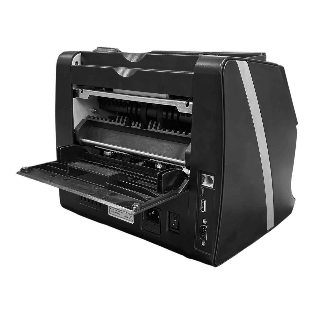 عداد النقود CRONY SH-23D بشاشة لمس TFT بحجم 4.3 بوصة مع كشف الأشعة فوق البنفسجية والمغناطيسية والمطيافية تحت الحمراء، منفذ USB من نوع C، منفذ شبكة، دعم الطابعة، وتخصيص العملات