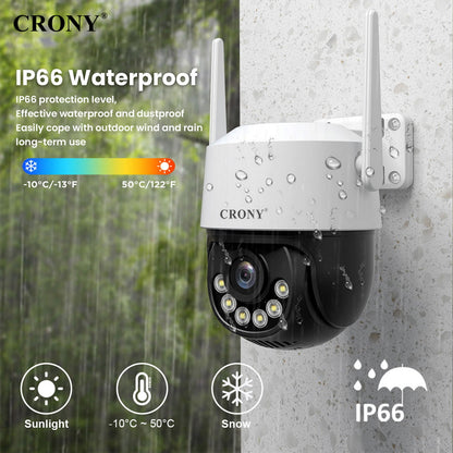 كاميرا لاسلكية CRONY SH072 من Srihome بدقة 8 ميجابكسل، كاميرا واي فاي 5G بدقة 8 ميجابكسل مع رؤية ليلية، كشف حركة الإنسان، وصوت ثنائي الاتجاه