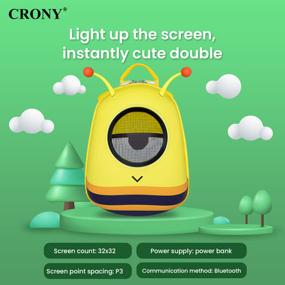 حقيبة ظهر ذكية CRONY صغيرة بشاشة LED للنمل مع عرض بكسل ذكي حقيبة ظهر بلوتوث قابلة للبرمجة بشاشة LED بحجم 32x32 عرض نصوص ورسوم متحركة مخصصة للسفر والمدرسة والتنقل وهدايا تقنية